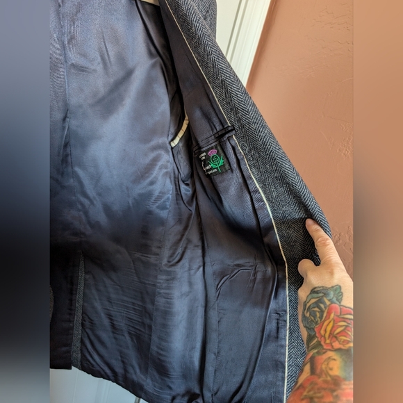 Lands' End Herringbone Selkirk Wool Blazer Men's 39R Blue/White - Picture 7 of 10